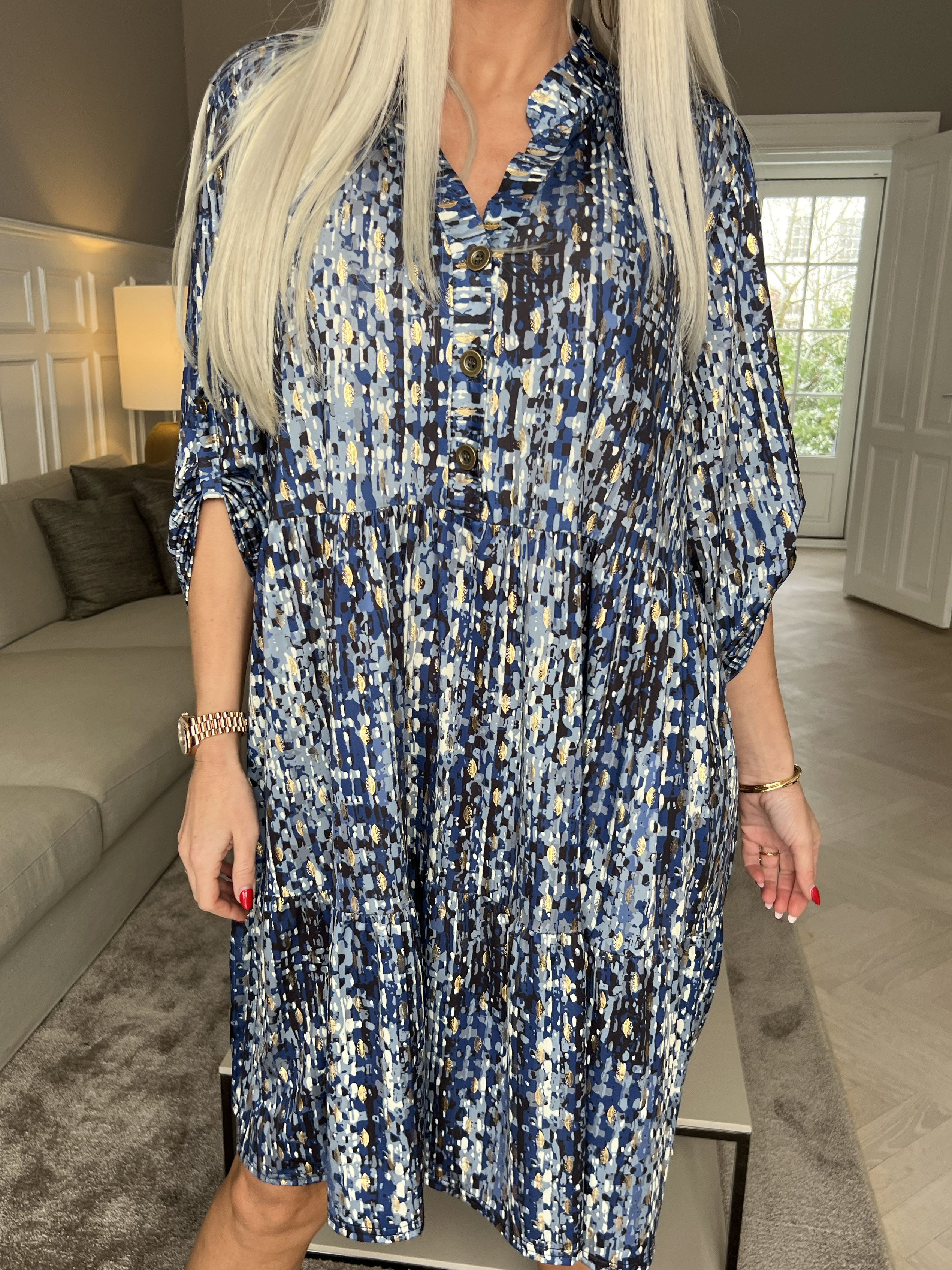 Milano Pattern Midi - Mønstret kjole med lag på lag look